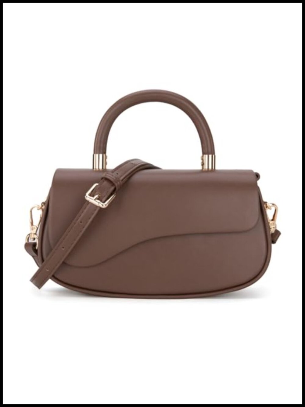 Vegan PU Leather Mini Crossbody Bag with Top Handle & Detachable Strap